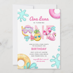 Invitation Tropical Summer Beach Girl 1er Anniversaire Photo