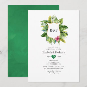 Invitation Tropical Summer Beach Monogramme Shower de Couple