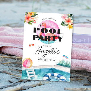 Invitation Tropical Summer Birthday Pool Party