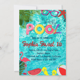 Invitation Tropical Summer Birthday Pool Party