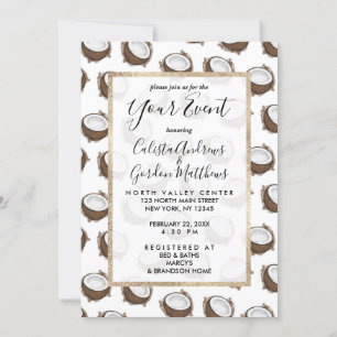 Invitation Tropical Summer Brown Blanc Coco Motif Fruit