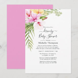 Invitation Tropical Summer Floral Drive Par Douche