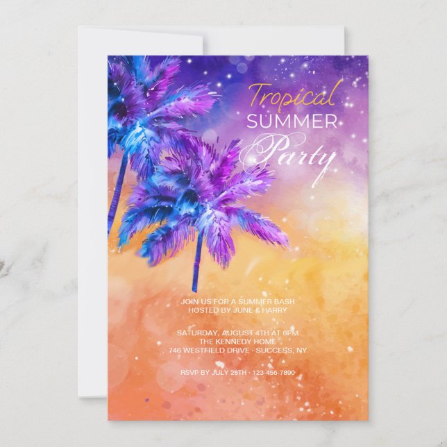 Invitation Tropical Summer Party (Devant)