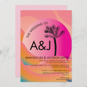 Invitation Tropical Sunrise Bold rose orange Mariage
