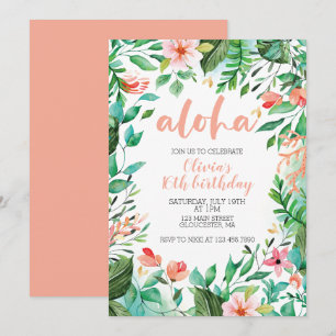 Invitation Tropical Sweet 16 Aloha Luau Anniversaire