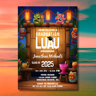 Invitation Tropical Tiki Hawaiian Island Luau Graduation