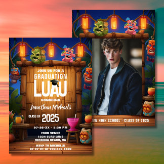 Invitation Tropical Tiki Hawaiian Luau Diplôme Photo