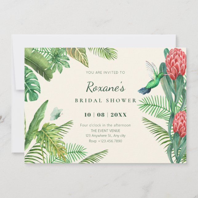 Invitation Tropical vert feuille jungle nuptiale (Devant)