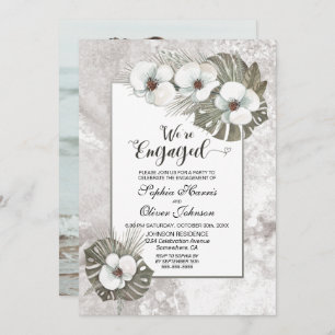 Invitation Tropical White Orchids Photo Engagement Party