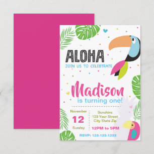 Invitation tropicale d'anniversaire d'oiseau