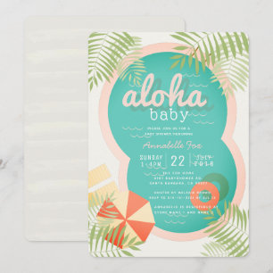 Invitation tropicale de baby shower de beige de