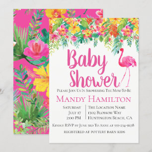 Invitation tropicale de baby shower de Flamant