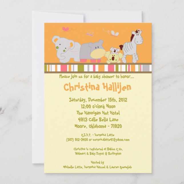 invitation tropicale de baby shower de jungle du (Devant)