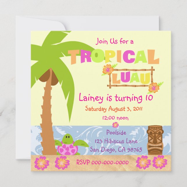 Invitation tropicale de Luau (Devant)