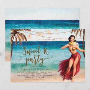 invitation tropicale de partie du bonbon 16 à