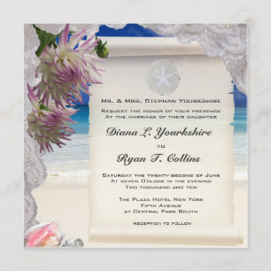 Invitation tropicale Dollar et dentelle de sable