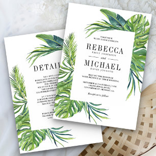 Invitation Tropicale Monstera Palmier Tout en Un Mariage
