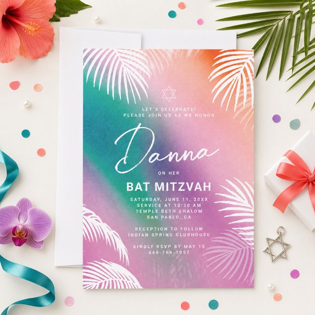 Invitation tropicale pour Bat Mitzvah d'été (Créateur téléchargé)