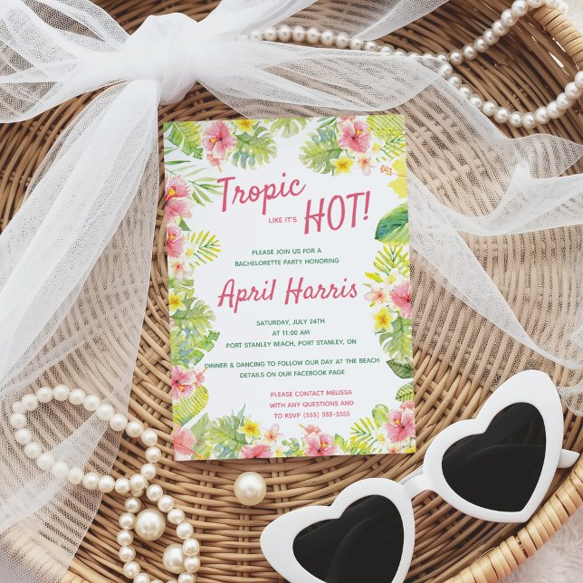 Invitation Tropique comme c'est chaud, fête de jeune fille tr (Créateur téléchargé)