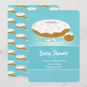 Invitation Trou de Donut arrosé Baby shower bleu mignon