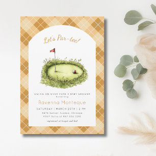 Invitation Trou de Golf Argyle Jaune Fête Bébé Par Tee Shower