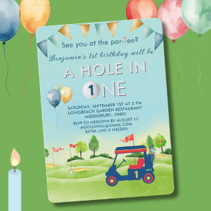 Invitation Trou De Golf En Un Garçon Premier Anniversaire Par