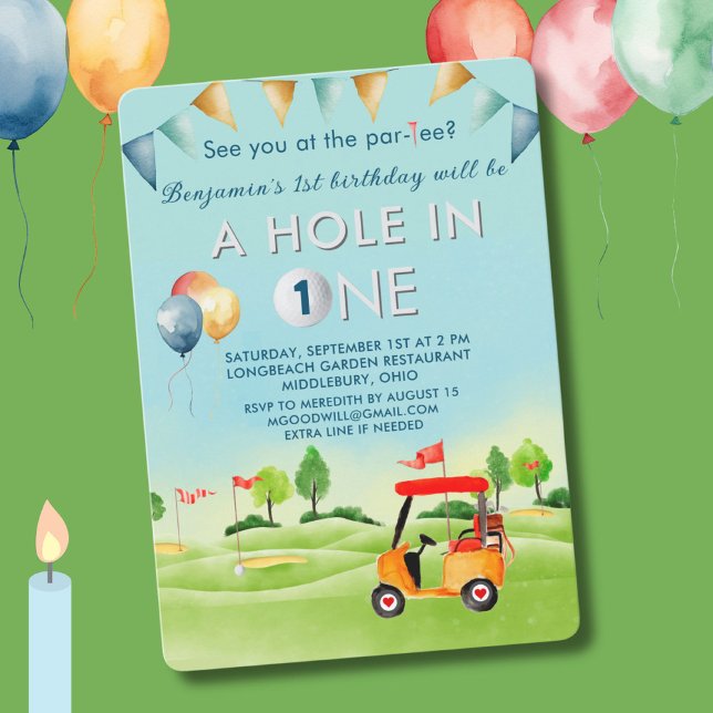 Invitation Trou De Golf En Un Garçon Premier Anniversaire Par (Créateur téléchargé)