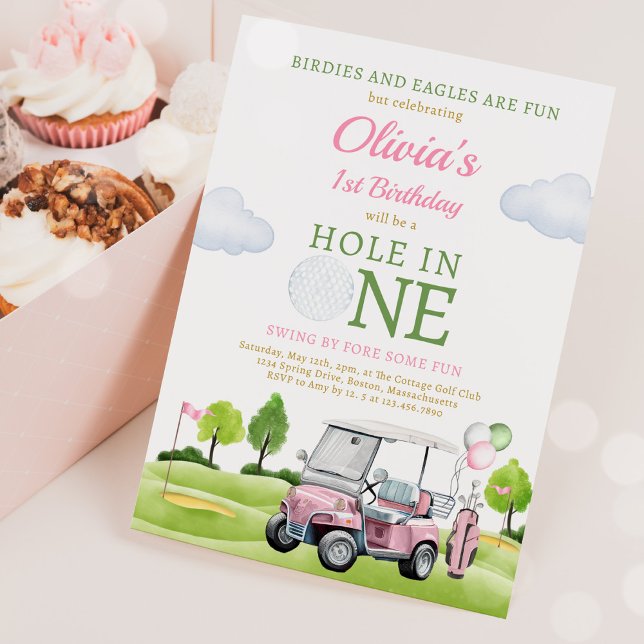 Invitation Trou De Golf En Une Fille Premier Anniversaire Par (Créateur téléchargé)