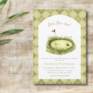 Invitation Trou de Golf Vert Argyle Soirée Bébé Par Tee