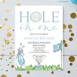 Invitation Trou en un bleu Golf 1ère fête d'anniversaire