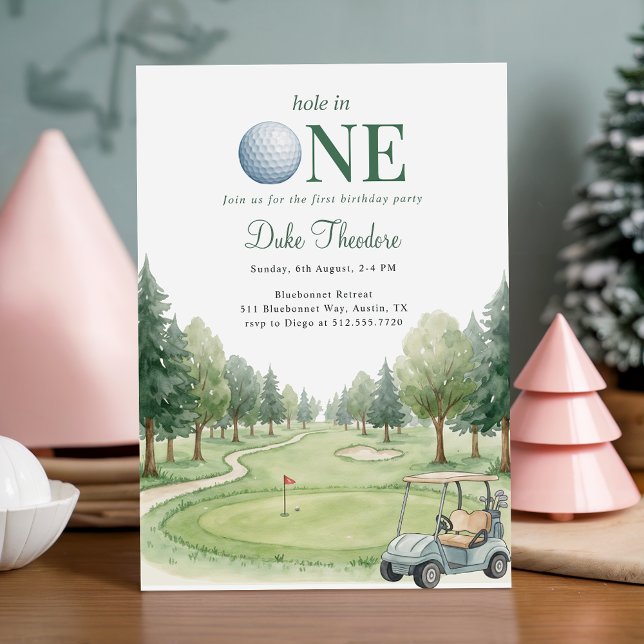 Invitation Trou en un de Golf Green pour un Premier Anniversa (Créateur téléchargé)