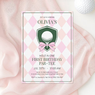 Invitation Trou en Un Filles de Golf Rose pour leur 1er Anniv