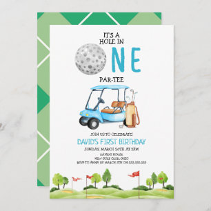 Invitation Trou En Un Garçon De Golf Première Fête D'Annivers