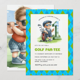 Invitation Trou en un Golf Par-Tee 1er Anniversaire Garçon