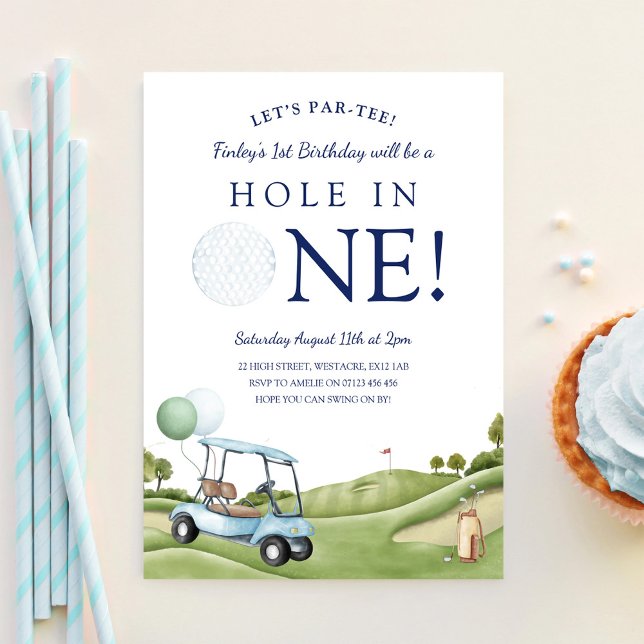 Invitation Trou en un golf Par-Tee 1er Premier Anniversaire (Créateur téléchargé)