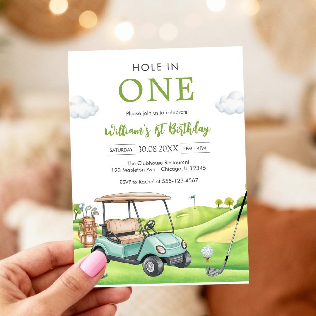 Invitation Trou En Un Par-tee Golf Filleul 1er Anniversaire I (Créateur téléchargé)