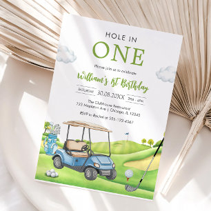 Invitation Trou En Un Par-tee Golf Filleul 1er Anniversaire I