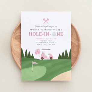Invitation Trou en un rose Golf 1er anniversaire