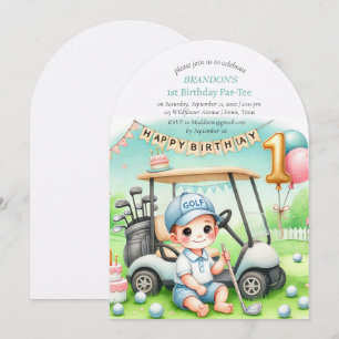 Invitation Trou en un seul garçon de golf 1er anniversaire Pa