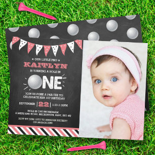 Invitation Trou En Une Fille Golf 1er Anniversaire Photo par 