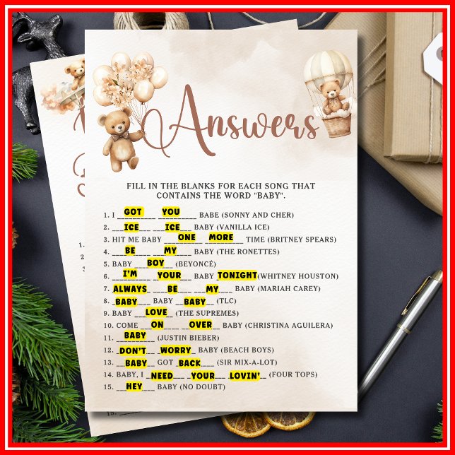 Invitation TROUVEZ CE CHANSON POUR BÉBÉ Jeu pour Baby Shower  (Créateur téléchargé)