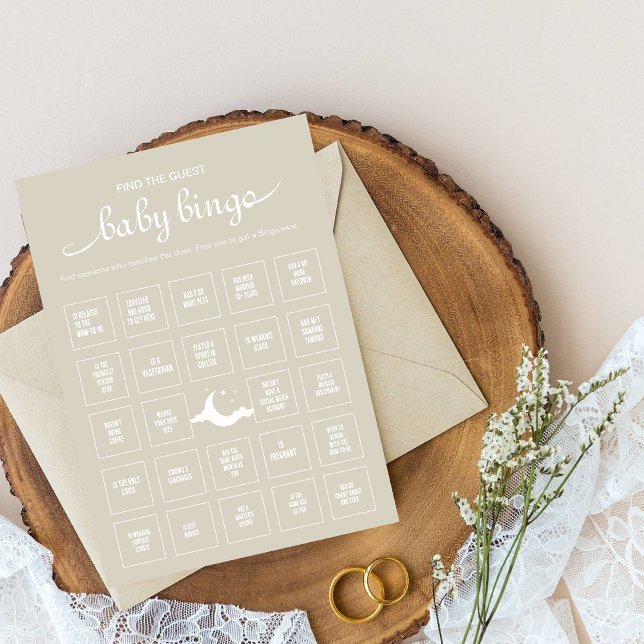 Invitation Trouvez le jeu de bingo bébé invité minimal rustiq (Créateur téléchargé)
