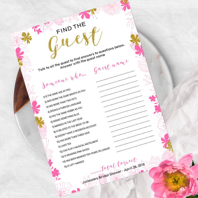 Invitation Trouvez le jeu floral de la douche de mariée pour  (Créateur téléchargé)