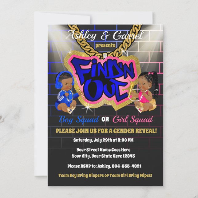 Invitation Trouvez 'N Out Invitation! Révélation de genre ! H (Devant)