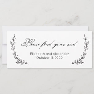 Invitation Trouvez votre siège. Mariage floral simple. Botani