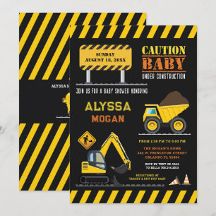 Invitation Truck Party en construction Baby shower