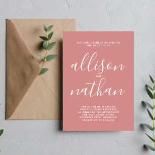 Invitation True Simplicité 1 Dusty Rose Mariage minimaliste