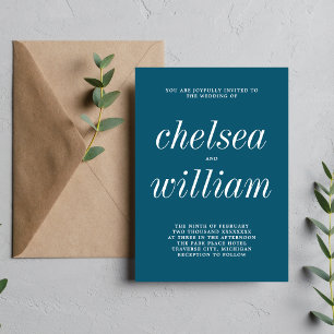 Invitation True Simplicité 2 Neptune Blue Minimalist Mariage