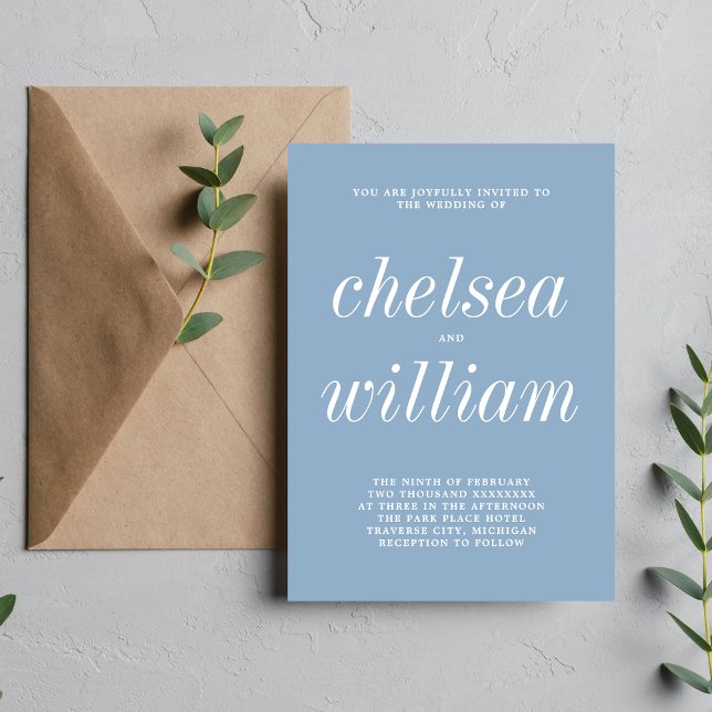 Invitation True Simplicity 2 Glacier Blue Minimalist Wedding (Créateur téléchargé)