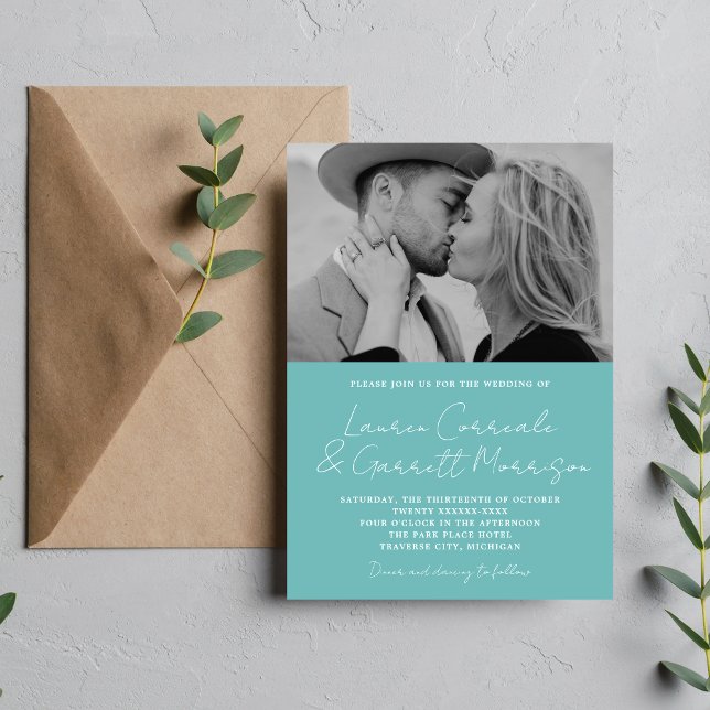 Invitation True Simplicity 3 Modern Caribbean Photo Mariage (Créateur téléchargé)